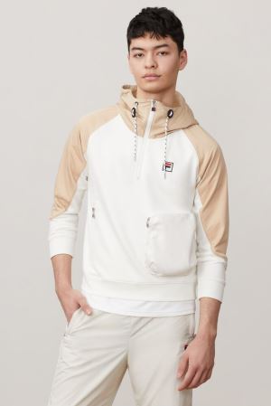 FILA Milano 1/2 Zip Hoodies White,Mens Clothing | CA.YJMRXF190